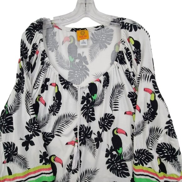 Ruby Rd. Large Shirt Toucan 3/4 Kimono Bird Tassel Top Blouse Tropical Cruise 3x - Picture 3 of 8